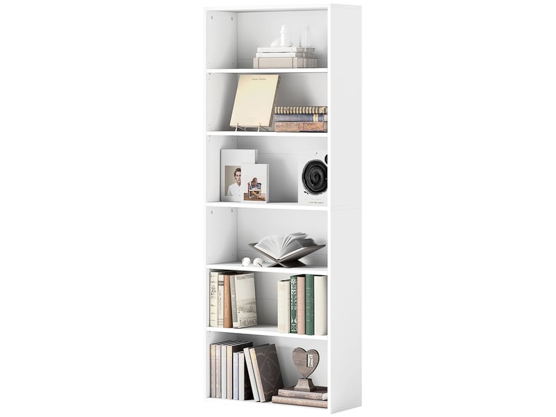  Bibliothèque étagère de rangement 6 niveaux avec étagères réglables pour salon, chambre, bureau, 60x24x158,5cm, blanc  - Conforama B