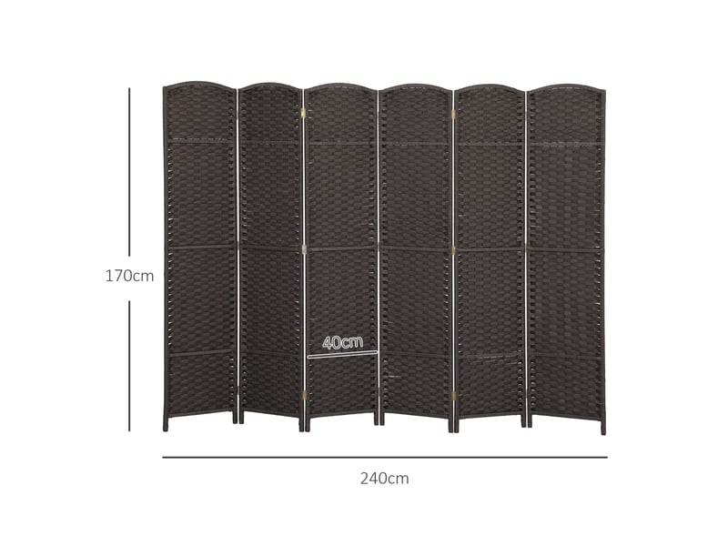  Paravent interieur en bois 6 panneaux 240 x 170 cm séparateur de pièce pliable pour salon, naturel, chambre à coucher  - Conforama C