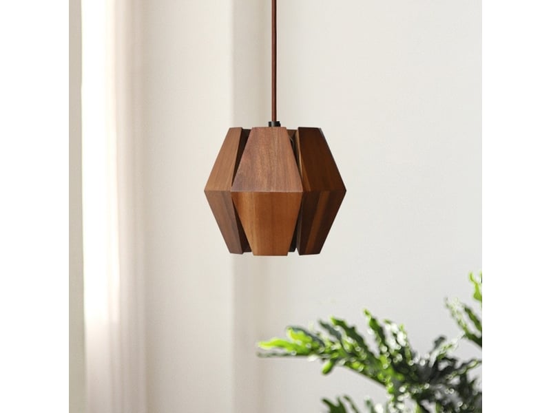  Lampe à suspension, bûche, style rétro japonais d17xh15cm  - Conforama C
