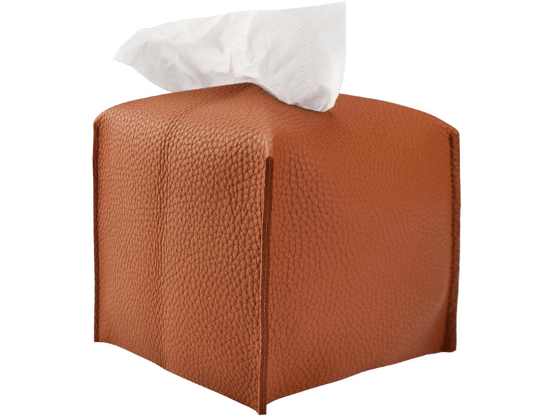  Boîte à mouchoirs carrée en cuir synthétique, imperméable, avec sangle inférieure, porte-serviettes moderne et élégant (marron)  - Conforama A