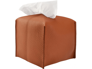 Boîte à mouchoirs carrée en cuir synthétique, imperméable, avec sangle inférieure, porte-serviettes moderne et élégant (marron)