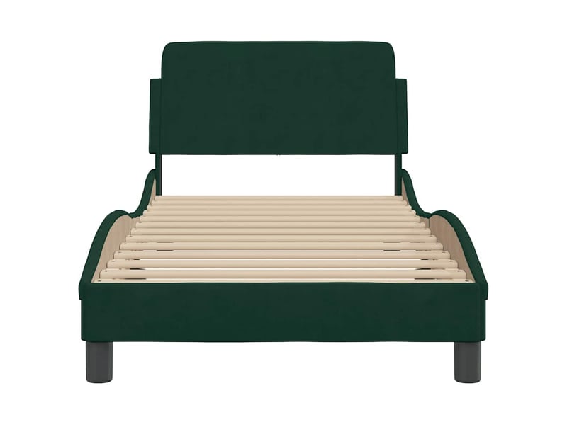  Lit simple- lit adulte -  cadre de lit dover vert foncé 80x200 cm velours  - Conforama C