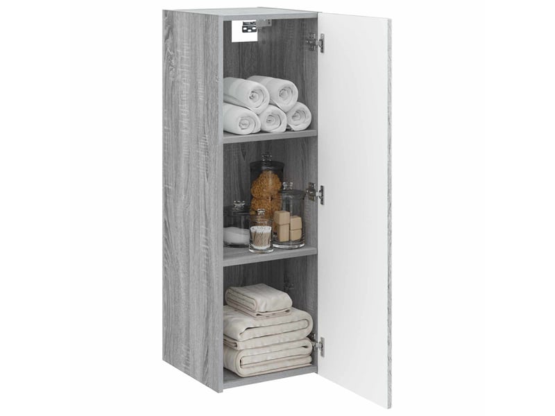  Cabinet salle de bain mural, meuble de rangement sonoma gris 33x34.5x60 cm shl1278  - Conforama C