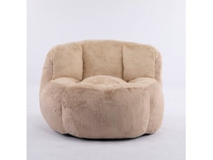 Fauteuil poire xxl 106x110x77 cm - multicolore marron et camel - tissu peluche et mousse déchiquetée