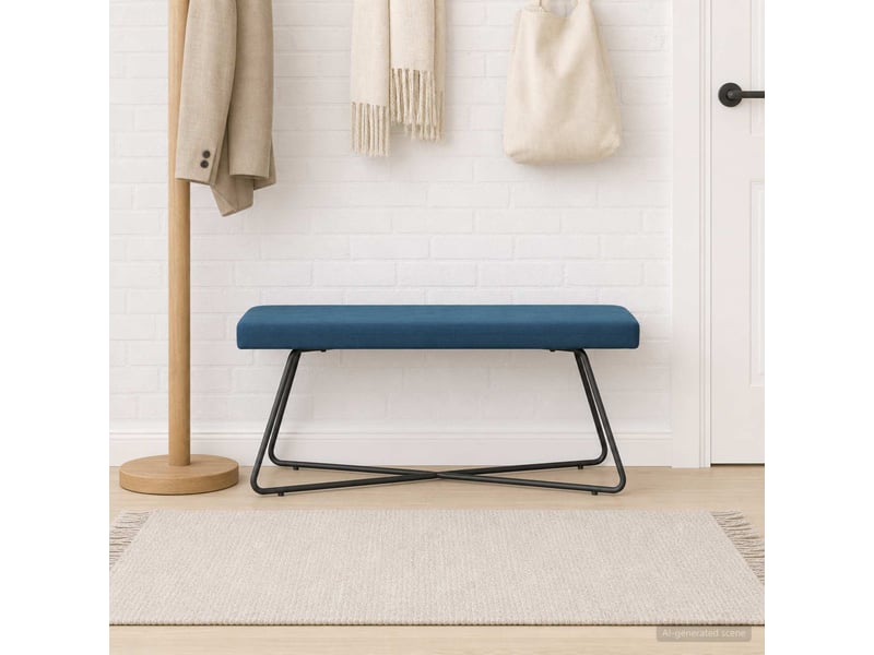  Banc, canapé 2 places bleu 110x40x45 cm velours  - Conforama D