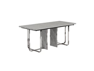 Table à manger 180x80 cm rectangulaire pour 6 personnes, plateau gris avec pieds en métal, table de salle à manger moderne - gris