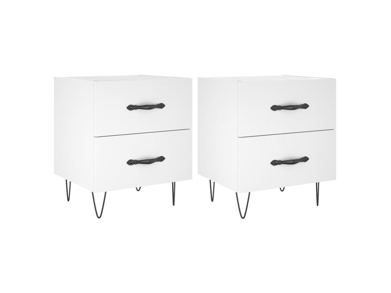  Lot de 2 tables de chevet - cabinet de chevet - table de nuit blanc 40x35x47,5 cm bois d’ingénierie  - Conforama A