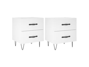Lot de 2 tables de chevet - cabinet de chevet - table de nuit blanc 40x35x47,5 cm bois d’ingénierie