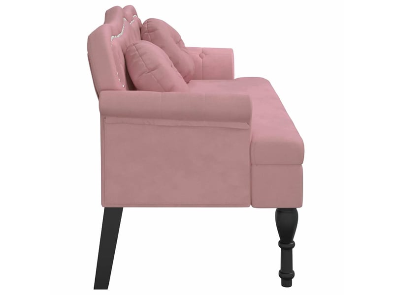  Banc salon, banc interieur avec coussins rose 120,5x65x75 cm velours  - Conforama D