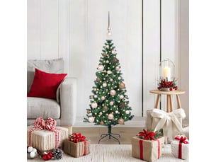 Sapin de noël artificiel, arbre de noël pré-éclairé vert 120 cm pvc et métal shl9249