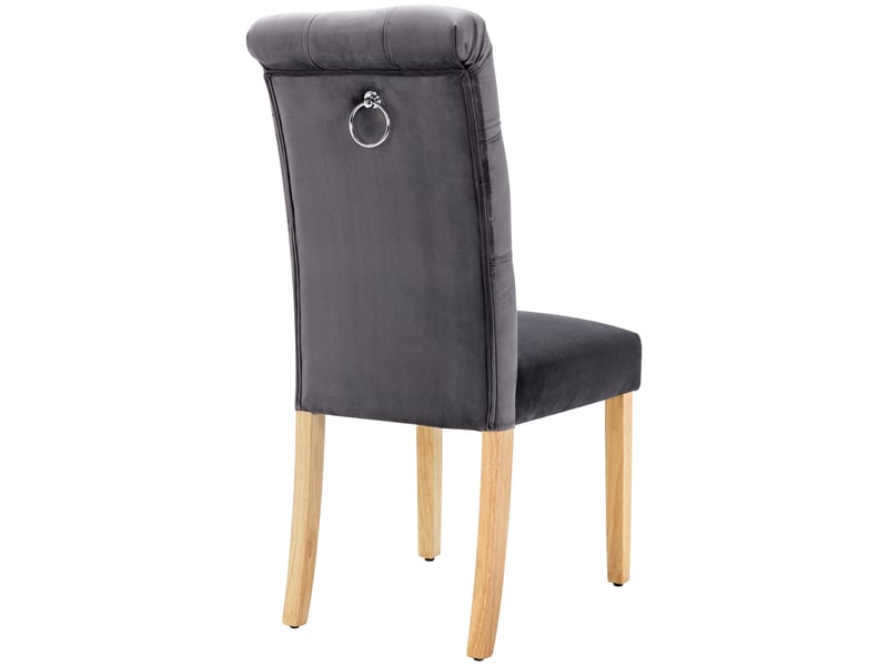  Lot de 6 chaises de salle à manger,avec pieds en chêne,velours,gris  - Conforama D
