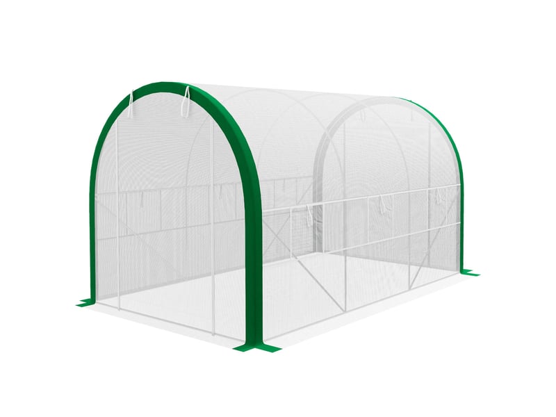  Serre tunnel, serre chaude, portes à fermeture éclair, fenêtres en filet, structure métallique, 3,5 x 2 x 2 m, blanche  - Conforama B