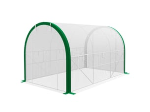Serre tunnel, serre chaude, portes à fermeture éclair, fenêtres en filet, structure métallique, 3,5 x 2 x 2 m, blanche