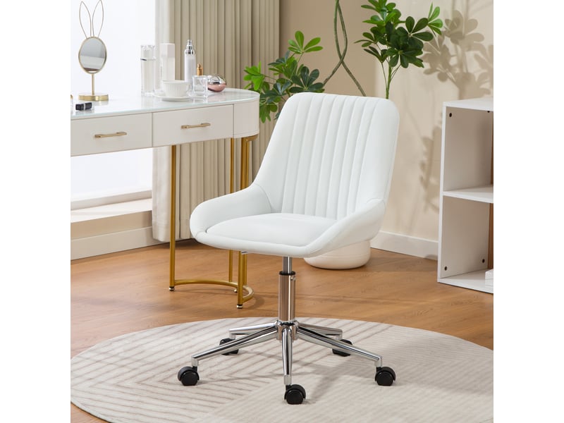  Fauteuil de bureau sans accoudoirs, 52x58x80-90cm, chaise de bureau avec hauteur réglable, blanc  - Conforama D