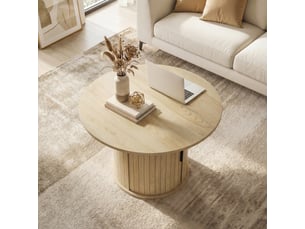 Table basse rond(e) coloris naturel - 80 cmx80 cm