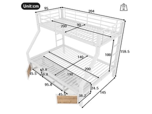 Lit mezzanine 90x200 cm <strong></strong>  <strong></strong> coloris blanc