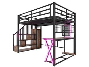 Lit mezzanine 140x200 cm <strong></strong> <strong></strong> coloris noir