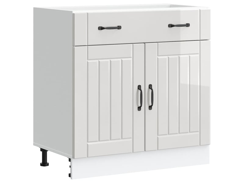  Meuble de rangement, armoire de cuisine lucca blanc brillant bois ingénierie shl7529  - Conforama A