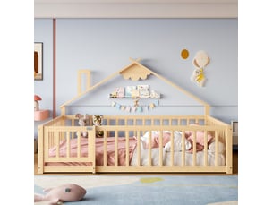 Lit simple 140x190 cm OKWISH   coloris naturel