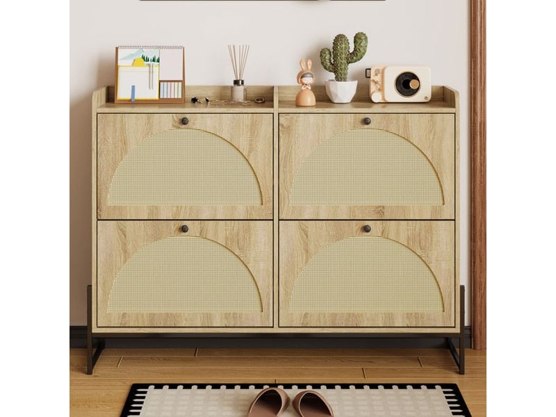  Armoire à chaussures - truxen8 - 4 volets - sécurité - design moderne - pe-rattan 118x25x91.5cm - Conforama B