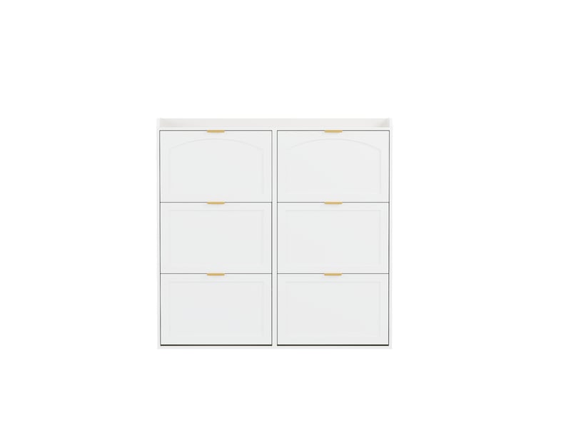  Meuble à chaussures 6 abattants, blanc, 120 x 23 x 118 cm  - Conforama A