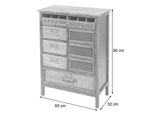 Commode en bois massif six tiroirs rangement 90 x 65 x 32 cm en bois de sapin blanc 04_0010978