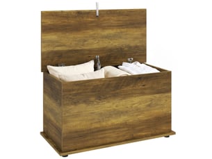Coffre de rangement couvercle rabattable en panneau de particules marron 80 x 40 x 45 cm
