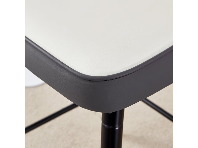 Lot de 2 tabourets de bar 100 cm – simili cuir blanc et gris foncé – piètement noir avec repose-pieds – coloris variés  - Conforama D