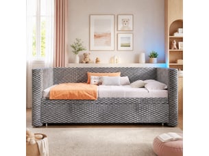 Lit gigogne 90x190/200 cm <strong>MAISENTIEL</strong>  <strong></strong> coloris gris