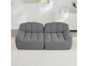 Canapé droit coquille 2 places bouclette gris – 210 x 104 x 79 cm