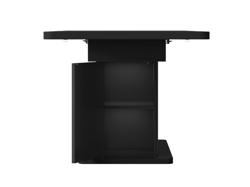  Table à manger extensible 120-160 cm avec rangement caché, noir mat  - Conforama E