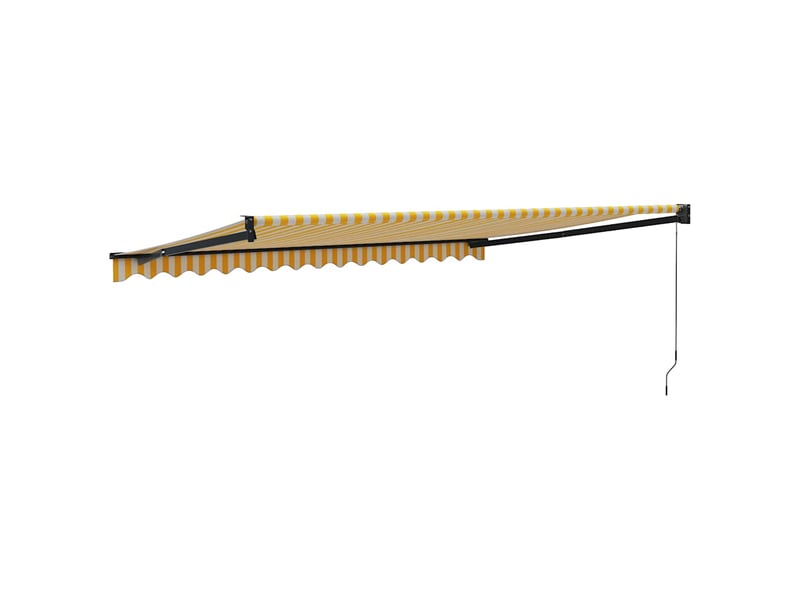 Auvent rétractable, store banne, marquise jaune et blanc 4x3 m tissu et aluminium - Conforama E