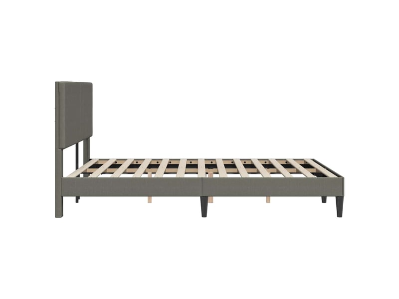 Lit double- lit adulte - cadre de lit gris clair 120 x 190 cm tissu en velours côtelé - Conforama D