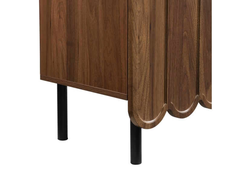  Buffet cuisine moderne, 120 x 35 x 80 cm, 3 portes ondulées, vaisselier avec étagères réglables, pour salle à manger et salon  - Conforama E
