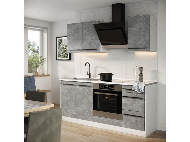  Vicco cuisine, bétonblanc, 180cm, pt marbre  - Conforama C