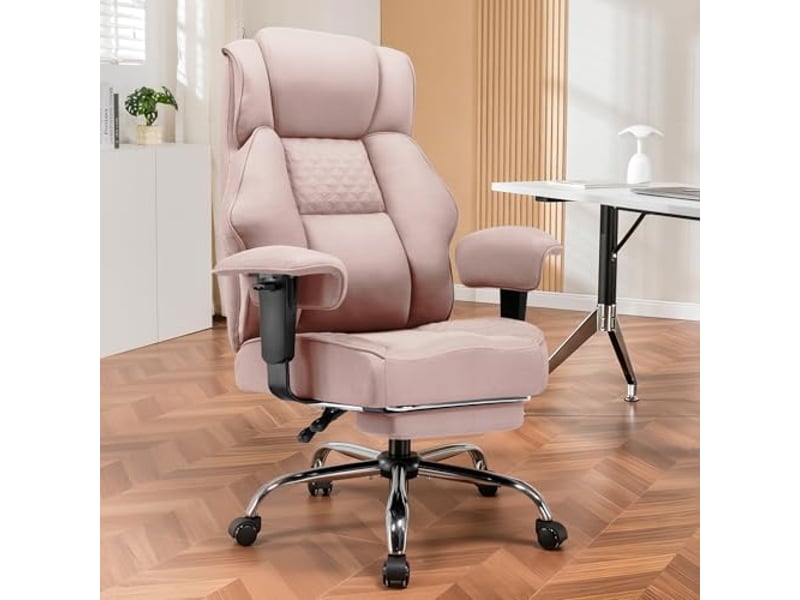  Gtplayer chaise de jeu large avec soutien lombaire à ressorts, repose-pieds, tissu, 180kg - rose GT216-DPK-FA - Conforama B
