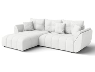 Canapé d'angle réversible convertible <strong>AX LIVING </strong> <strong>Verciani</strong> 4 places Velours blanc avec coffre de rangement