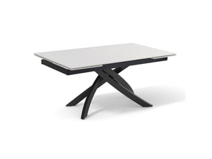 Table extensible 160 à 240 cm céramique blanc pied entrecroisé - oregon 11