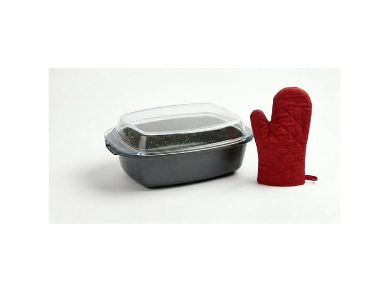  Plat à four avec couvercle et gants 32cm noir kaiserhoff kh8648  - Conforama A