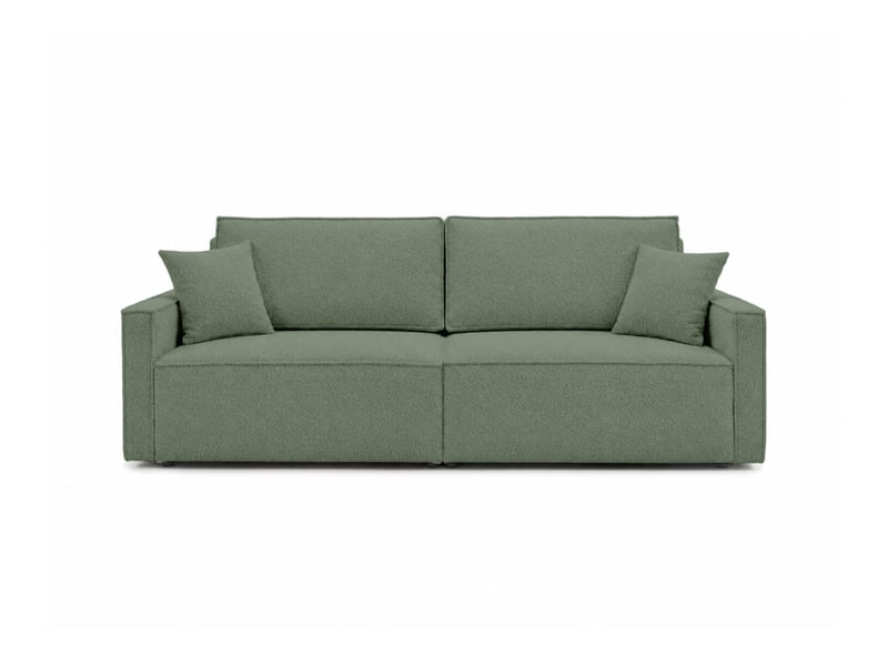  Farah - canapé droit 3 places convertible accoudoirs slim en tissu bouclettes généreuses  - Conforama E