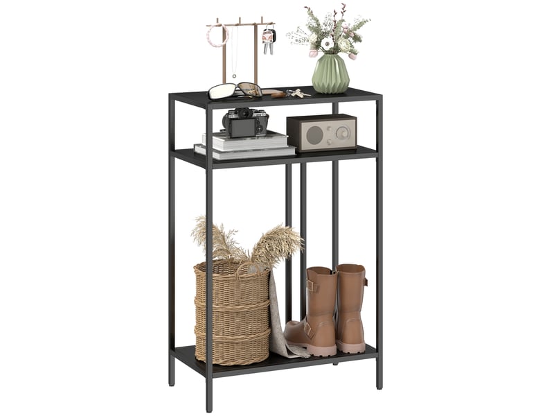  Console à 3 étagères ouvertes, acier, 55 x 30 x 85 cm, noire  - Conforama A