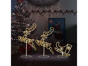 Rennetraîneaux noël volant acrylique 260x21x87cm blanc chaud