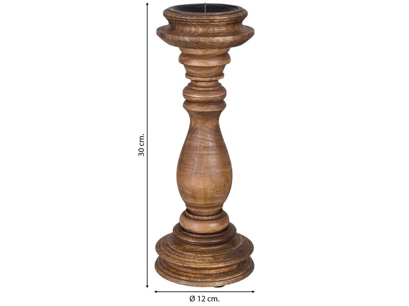  Chandelier en bois, finition artisanale marron, 12 x 12 x 30 h cm  - Conforama C