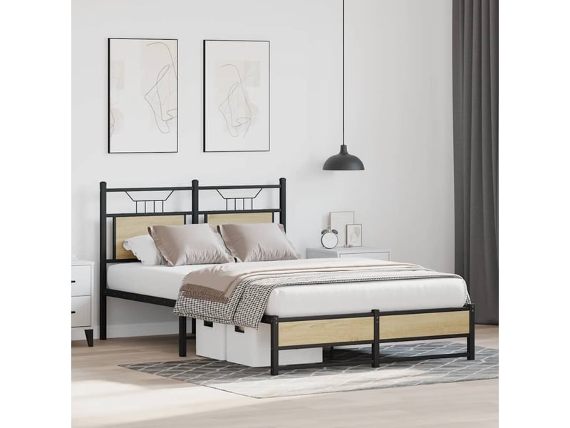  Lit double- lit adulte -  cadre de lit sans matelas chêne sonoma 120x190 cm  - Conforama D
