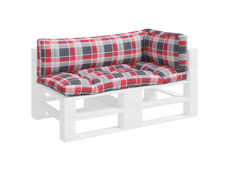  Lot de 3 coussins de palette, coussins de canapé carreaux rouges tissu cf59472  - Conforama C