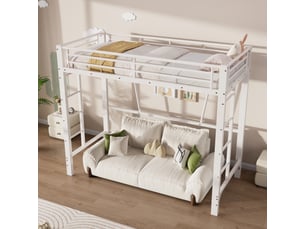 Lit mezzanine 90x200 cm <strong>SAPGAKS</strong>  <strong></strong> coloris blanc