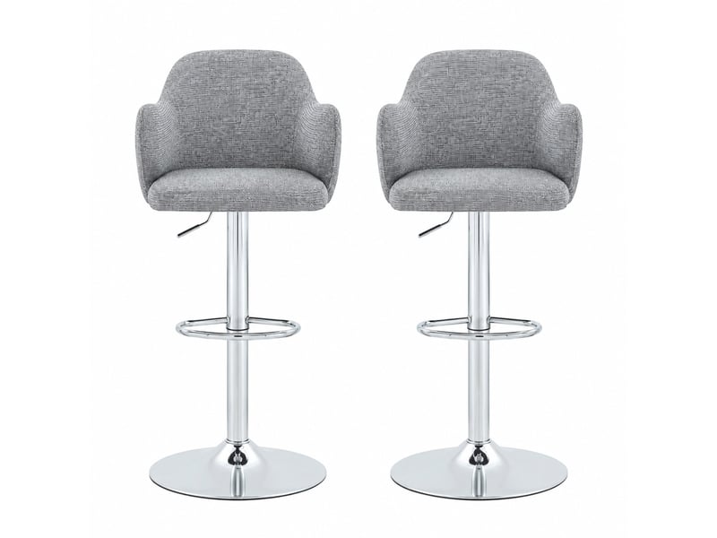  Tabourets de bar réglables en hauteur lot de 2, accoudoirs ergonomiques, pivotants à 360°, structure en métal, gris  - Conforama A