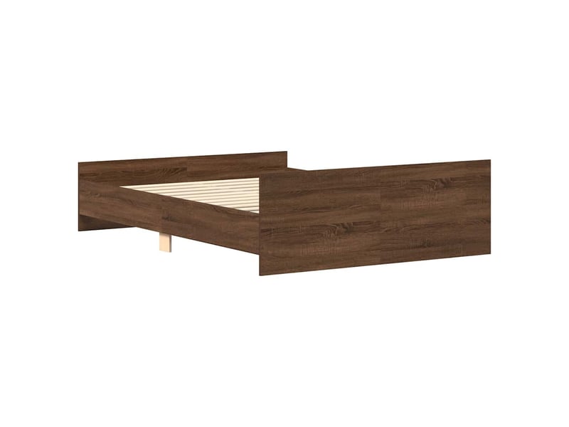  Lit double- lit adulte -  cadre de lit sans matelas chêne marron 135x190 cm  - Conforama D