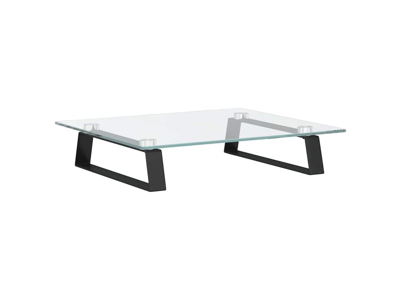  Support de moniteur table meuble bureau 40 x 35 x 8 cm verre trempé et métal noir 02_0044862  - Conforama A