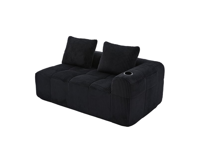  Canapé 2 places, canapé de salon — porte-gobelets, sans montage, en velours côtelé  - Conforama B